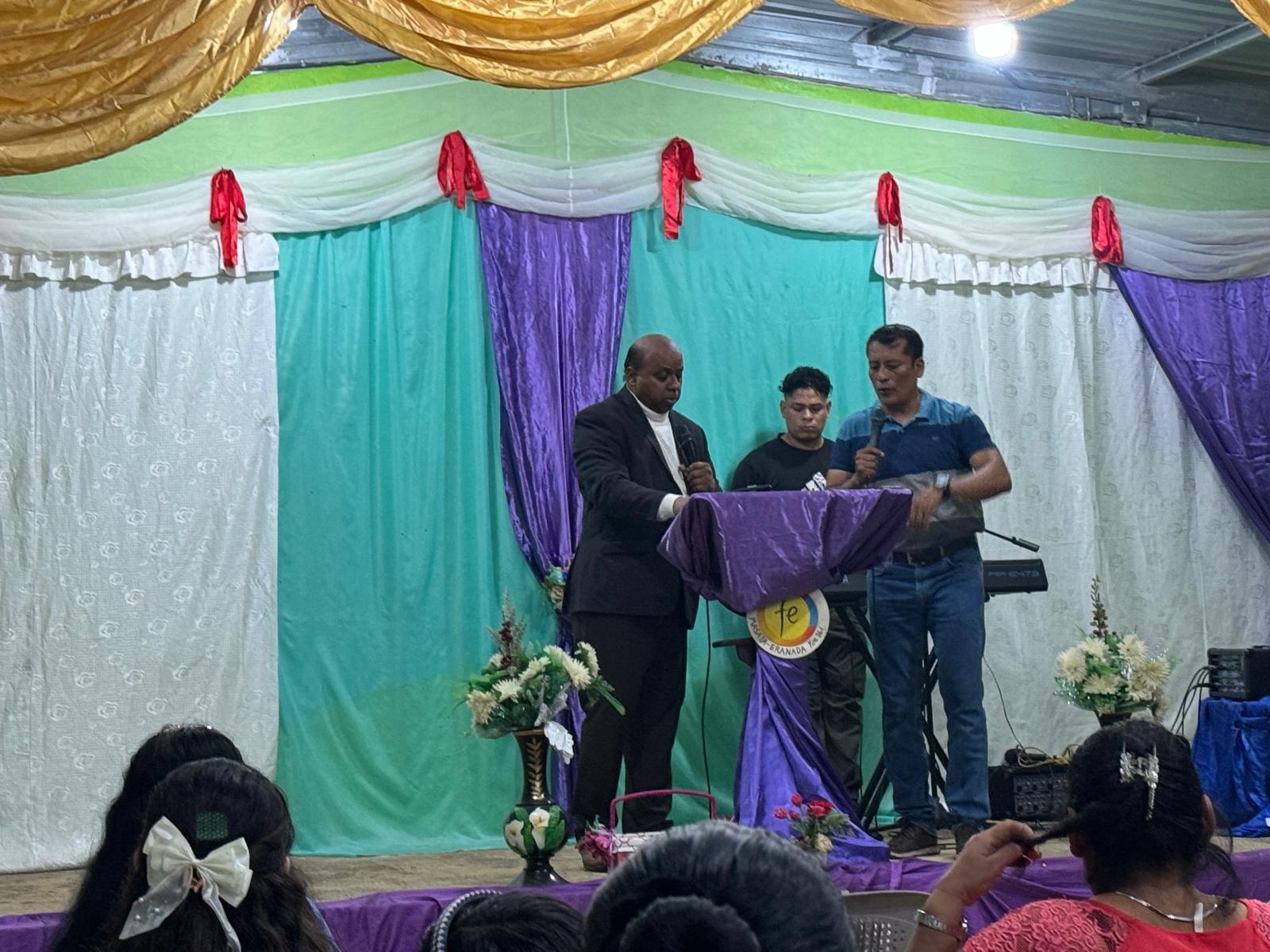 Preaching from the pulpit in Nicaragua