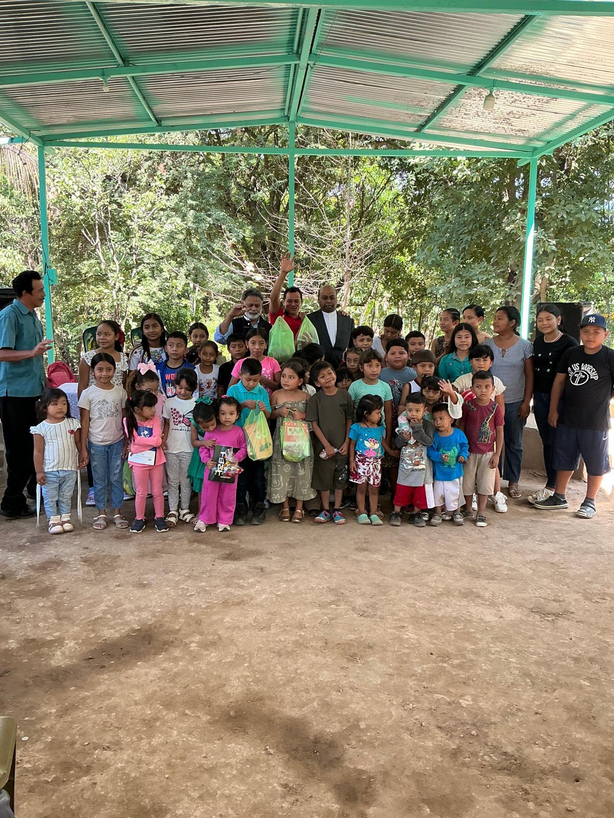 Children gathered at the church in Nicaragua